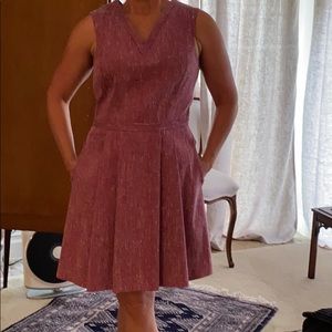 Theory Textured Fit and Flare Silk Linen Dress